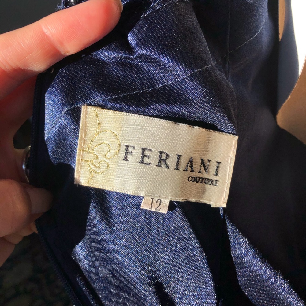 Feriani Couture navy beaded halter gown - Picture 4 of 12